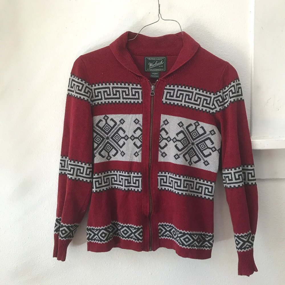 Woolrich zip-up sweater Sz Sm.